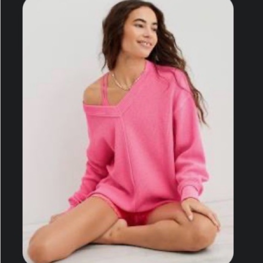Aerie Off-the-Shoulder Pink Sweater  size M